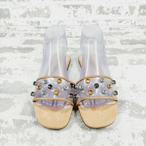 NEW SCHUTZ Ammelie Vynyl Nude Colorful Beads Summer Flats Sandals W605
